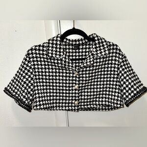 Cropped Houndstooth poncho Jacket